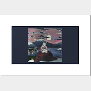 Ukyio-E Japanese Oil Painting Cat Neko Posters and Art